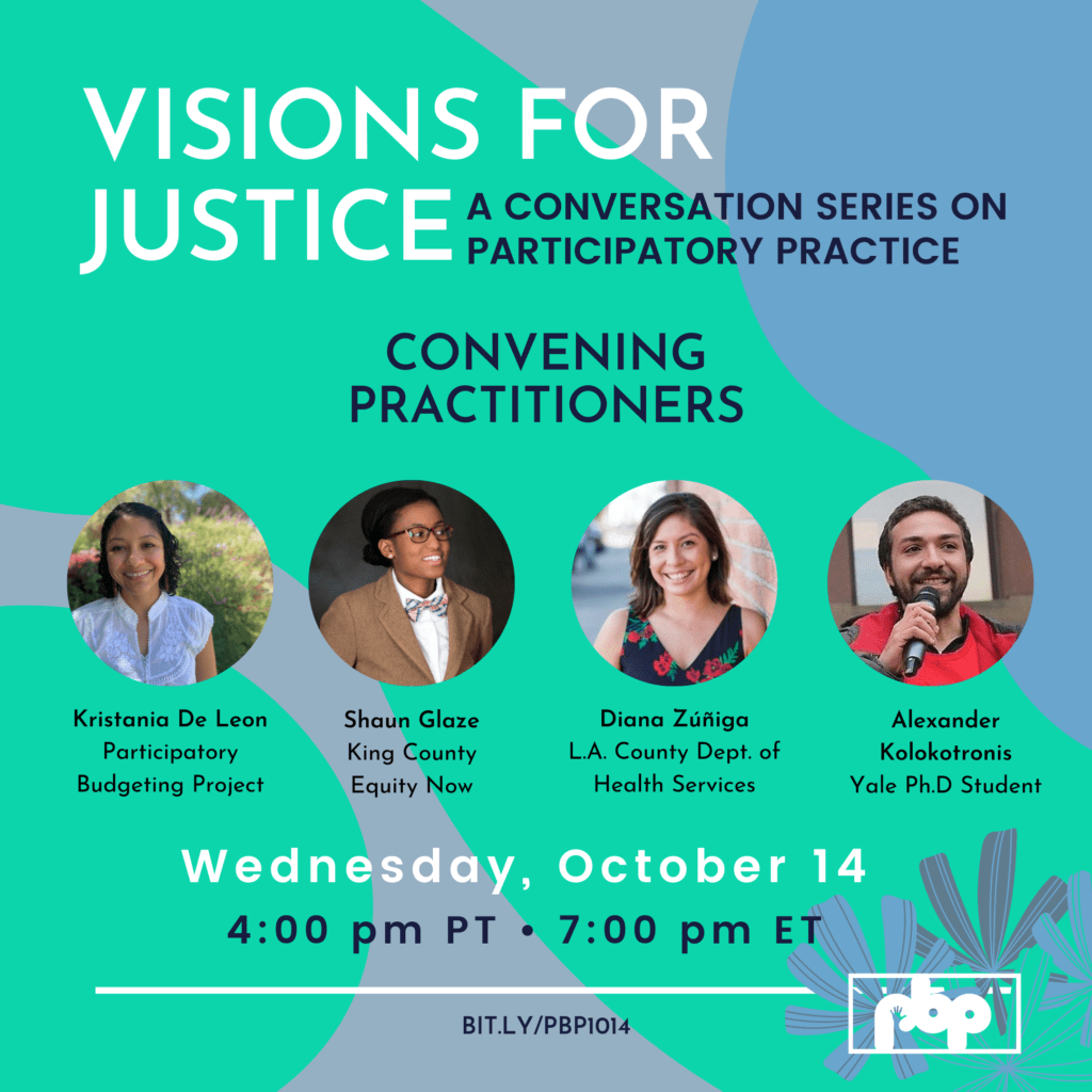Visions for Justice: A conversation series on participatory practice. Convening practitioners.