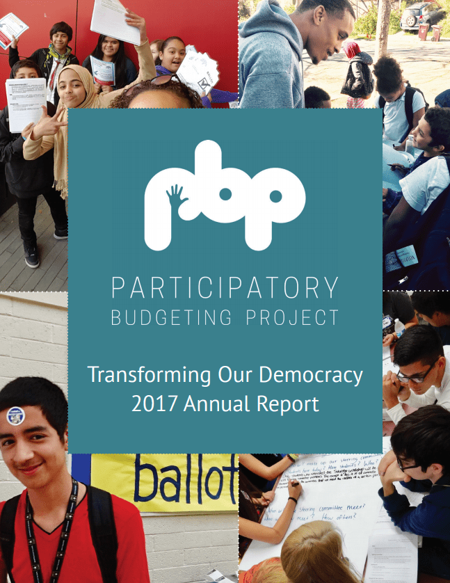 Cover of Resource: PBP Participatory Budgeting Project Transforming Our Democracy 2017 Annual Report