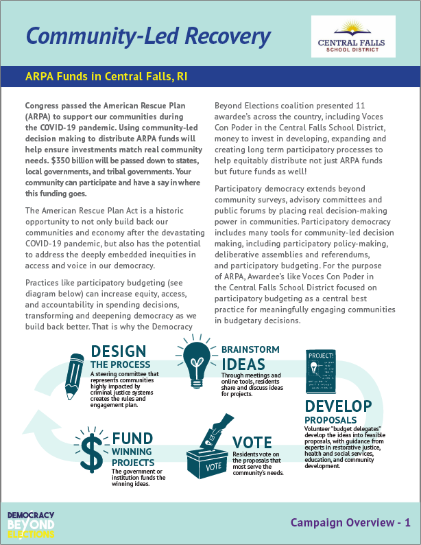 Cover of Resource: Community-Led Recovery: ARPA Funds in Central Falls, RI