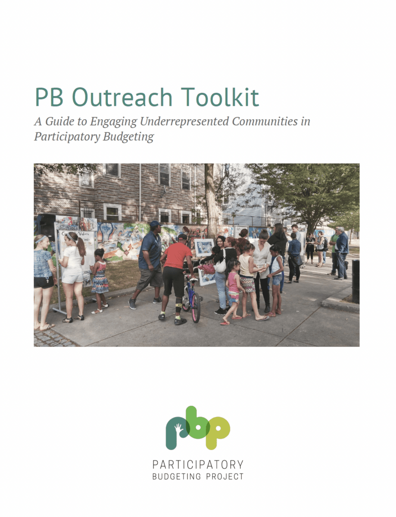 Cover of Resource: PB Outreach Toolkit: A guide to engaging Underrepresented Communities in Participatory Budgeting